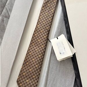 Gucci Tan and Gold Patterned Men's Tie
